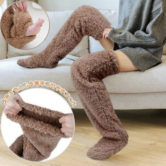 2 in 1 Long Fluffy Plush Winter Socks for Women