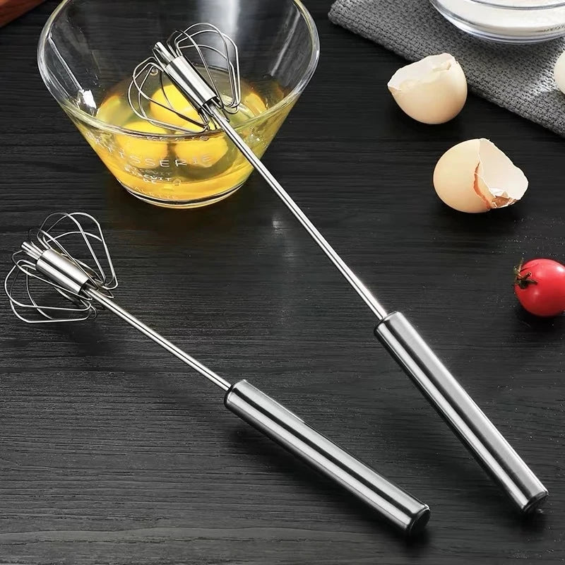 Semi-Automatic Egg Beater 304 Stainless Steel Egg Whisk Manual Hand Mixer Self Turning Egg Stirrer Kitchen Accessories Egg Tools