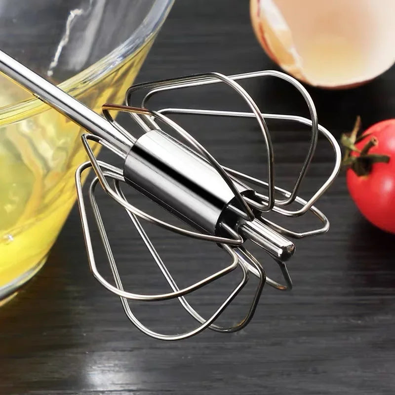 Semi-Automatic Egg Beater 304 Stainless Steel Egg Whisk Manual Hand Mixer Self Turning Egg Stirrer Kitchen Egg Tools